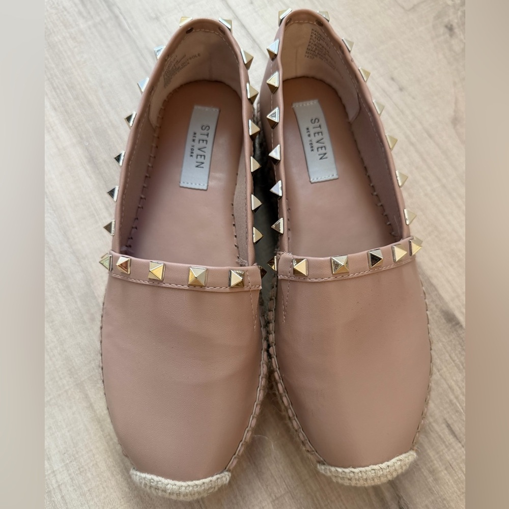 STEVEN Women's Beige Studded Espadrilles